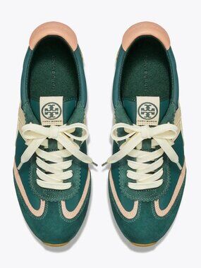 NWT Tory Burch Hank Sneaker in Bottle Green / Pink Moon - Size 9.5 NWT